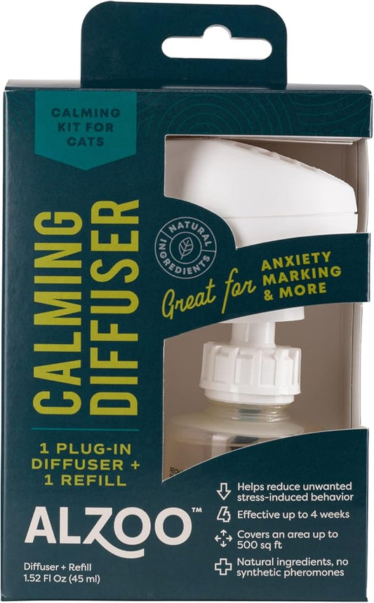 Calming Diffuser for Cats, Kit Includes 1 Plug-in Diffuser & 1 Refill, Helps Reduce Unwanted Stress-Induced Behavior, 100% Plant-Based Active Ingredients, Covers Up to 500 Sq. Ft, 1.52 Fl. Oz.-PawvioPets