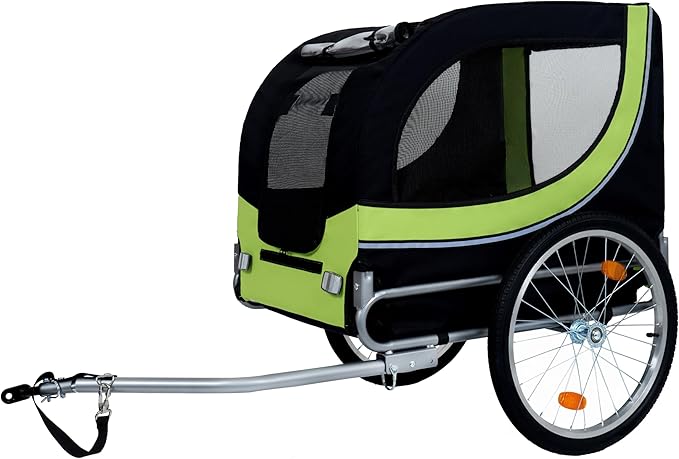 Blue-Grey Large Folding Bike Trailer for Dogs – Heavy-Duty Steel Frame, 66LB Capacity Pet Carrier for All-Terrain Cycling, Jogging & Camping Adventures!-PawvioPets