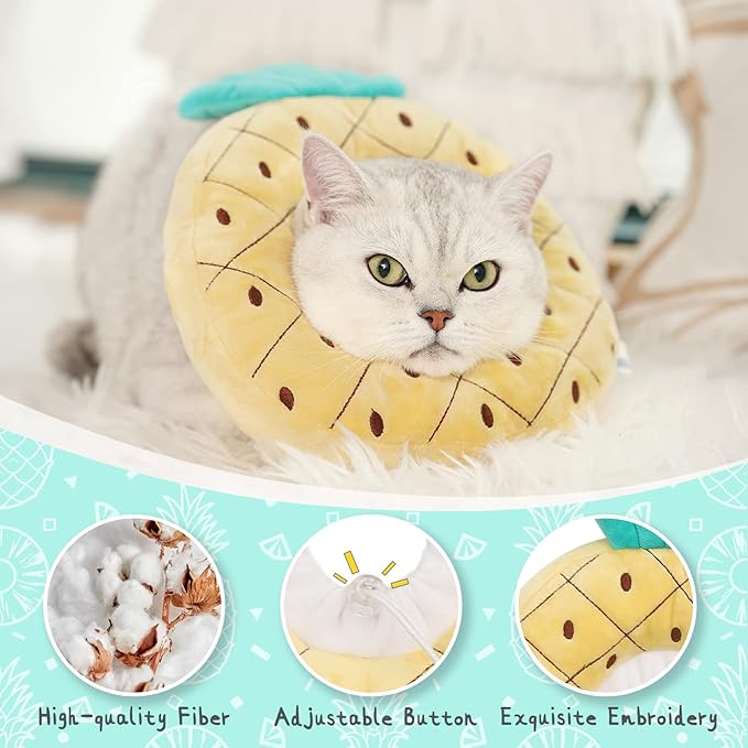 ANWA Adjustable Cat Cone Collar Soft, Cute Cat Donut Collar After Surgery, Kitten Recovery Cones to Stop Licking-PawvioPets