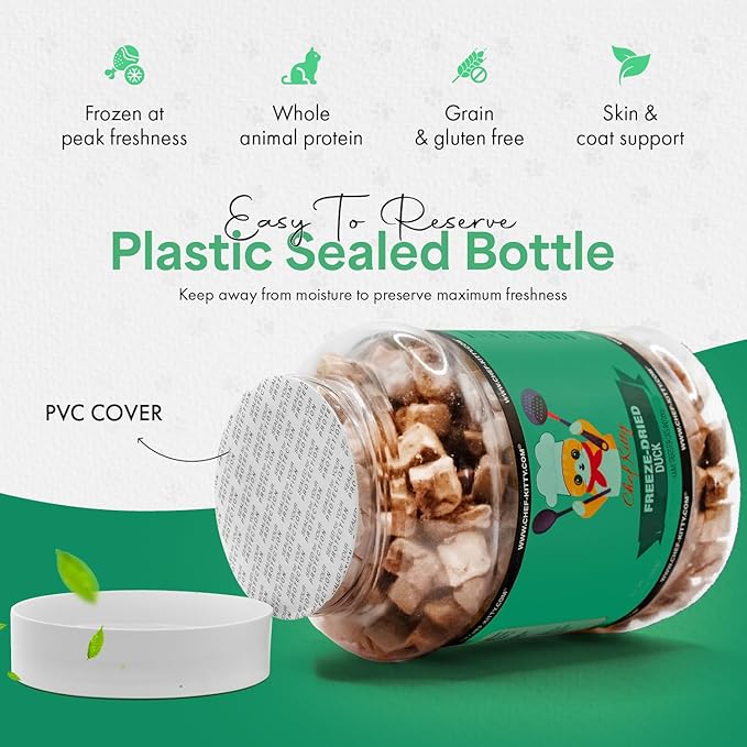 Freeze-Dried Duck Treats for Cats & Dogs – 100% Human Grade, Single Ingredient, High-Protein, Healthy Snack – No Additives or Preservatives – 3.0oz - Inspected & Tested in USA-PawvioPets