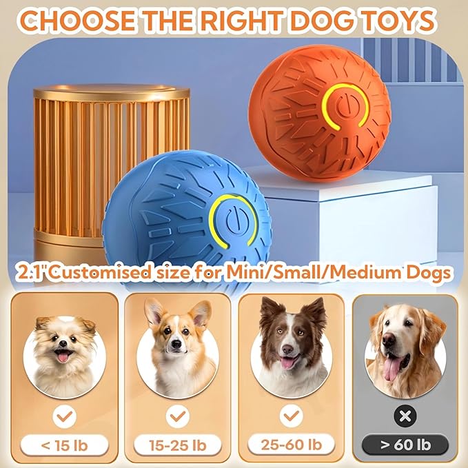2025 New Interactive Dog Toys Dog Balls,Durable Motion Activated Automatic Rolling Ball Toys for/Small/Medium Dogs(Orange)-PawvioPets