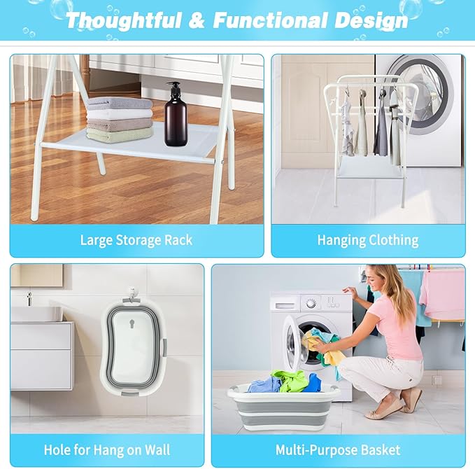 FHTONGE Elevated Dog Bathtub Grooming Station with Drain Adjustable Collar, 2 in 1 Collapsible Dogs Beautify Bathtub Portable Pet Washing Station, Pet Tub for Small Medium Dog Cat Shower Hairdressing-PawvioPets