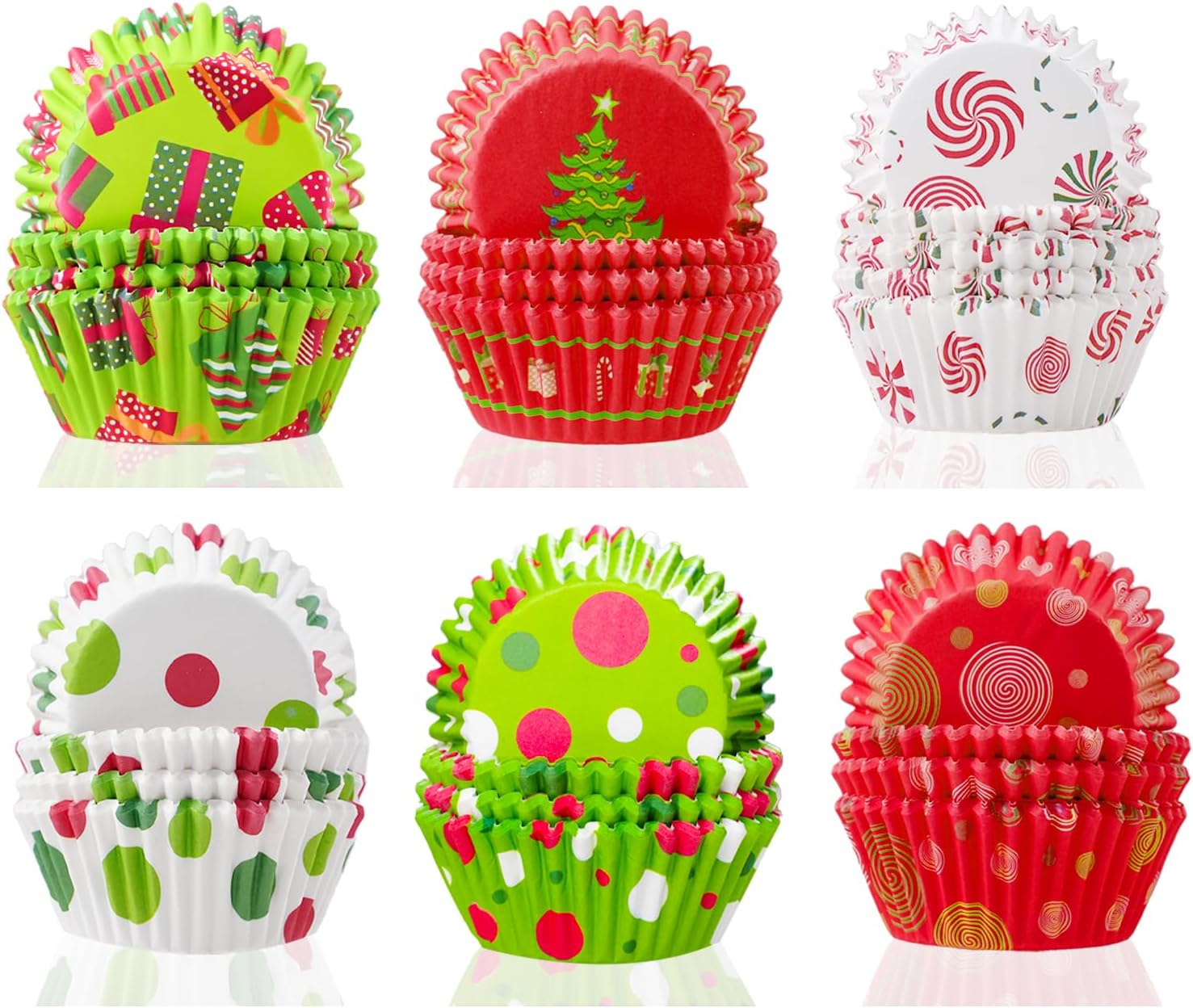 600 Count Christmas Cupcake Liners for Baking Red Green Muffin Mini Holiday Cupcake Liners for Christmas Holiday Birthday Party Candy Make Baking Supplies