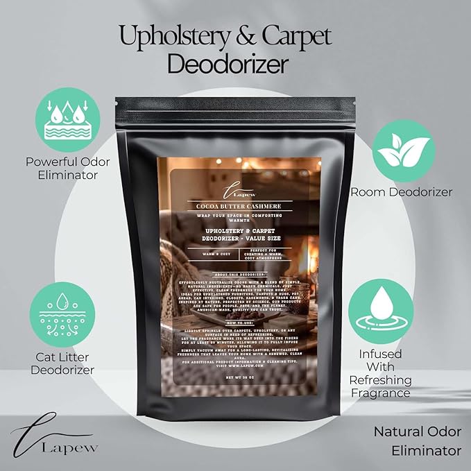 Cocoa Butter Cashmere Carpet Freshener Powder Refill 36 oz | Powerful Odor Eliminator for Home | Upholstery Deodorizer | Carpet Deodorizer | Pet Urine | Cat Litter Box-PawvioPets