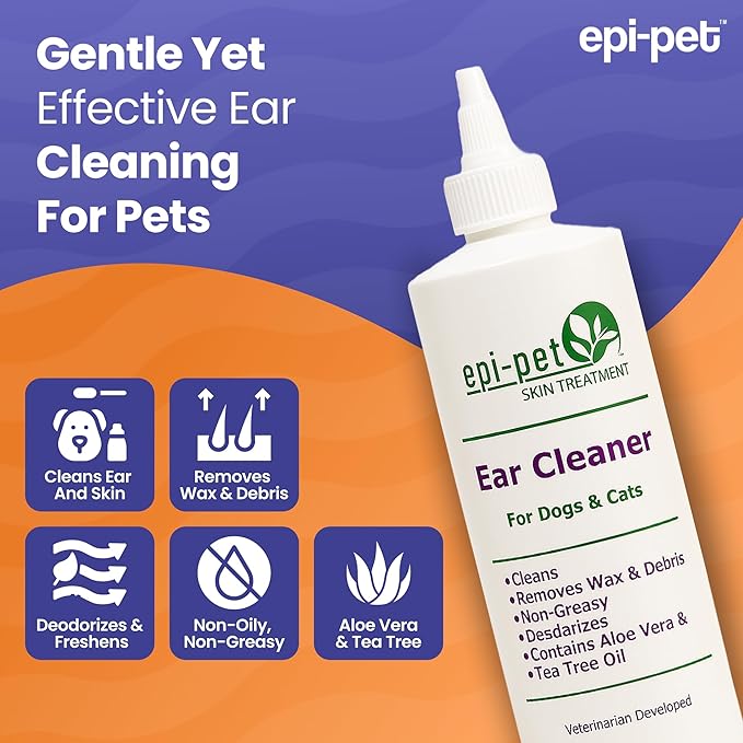 Dog & Cat Ear Cleaner Solution with Aloe Vera & Tea Tree Oil – Removes Itchy Ear Wax, Debris, Odor – Ears Wash, Drops & Flush for Pets, Dog Ears Cleaning, Cat Cleaner (16 oz- Pack of 2)-PawvioPets