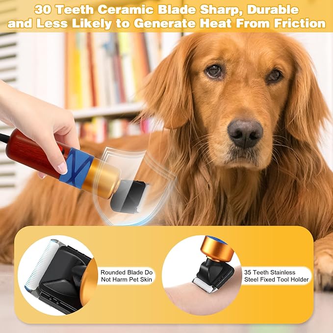 Dog Shears,Plug-in Electric Pet Shaving and Grooming Kit,200W 10ft Sheep Shears Includes 2 Blades, Low Noise & Vibration Design for Dogs Cat Goat,Perfect Dog Clippers for Families with Pets-PawvioPets