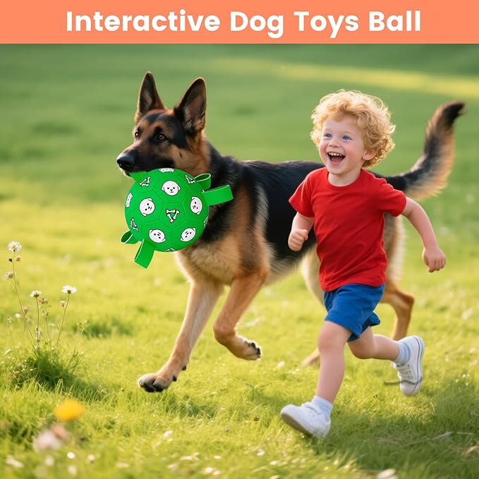 Dog Toys Ball, Durable Dog Soccer Ball with Straps, Interactive Dog Toys for Tug of War, Water Pool Puppy Toys for Indoor/Outdoor – Fun Dog Birthday Gift for Small & Medium Dogs, 6 Inch-PawvioPets