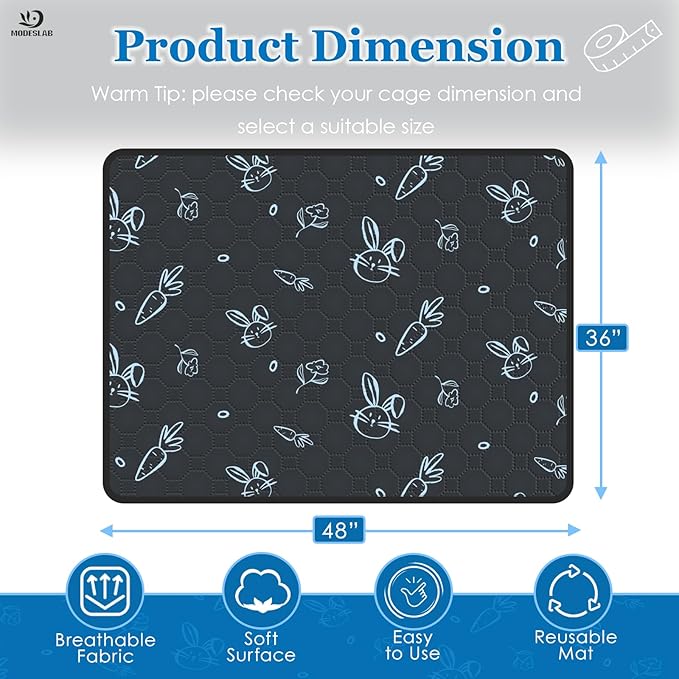 2-Pack Guinea Pig Cage Liner Washable, 36in x 48in Ultra-Absorbent Guinea Pig Bedding for Cage Non-Slip Leak-Proof Pee Pads for Dogs Rabbit Bunny Cat Litter Mat, Navy-PawvioPets