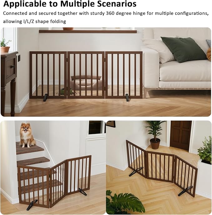 Dog Gate for Stairs,Foldable Dog Gate for Indoor Doorways House,Freestanding Pet Gates for Dogs,Doogie Puppy Fence Gate-PawvioPets
