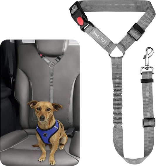 BWOGUE Pet Dog Cat Seat Belts, Car Headrest Restraint Adjustable Safety Leads Vehicle Seatbelt Harness (1 Pack)-PawvioPets