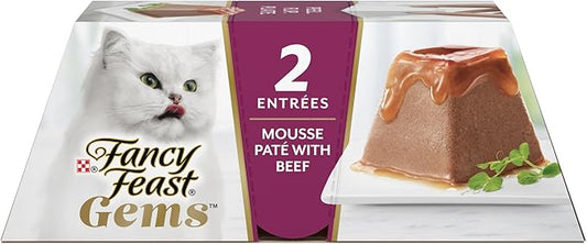 Fancy Feast Gems Pate Cat Food Mousse with Beef and a Halo of Savory Gravy Cat Food - (Pack of 8) 4 oz. Boxes-PawvioPets