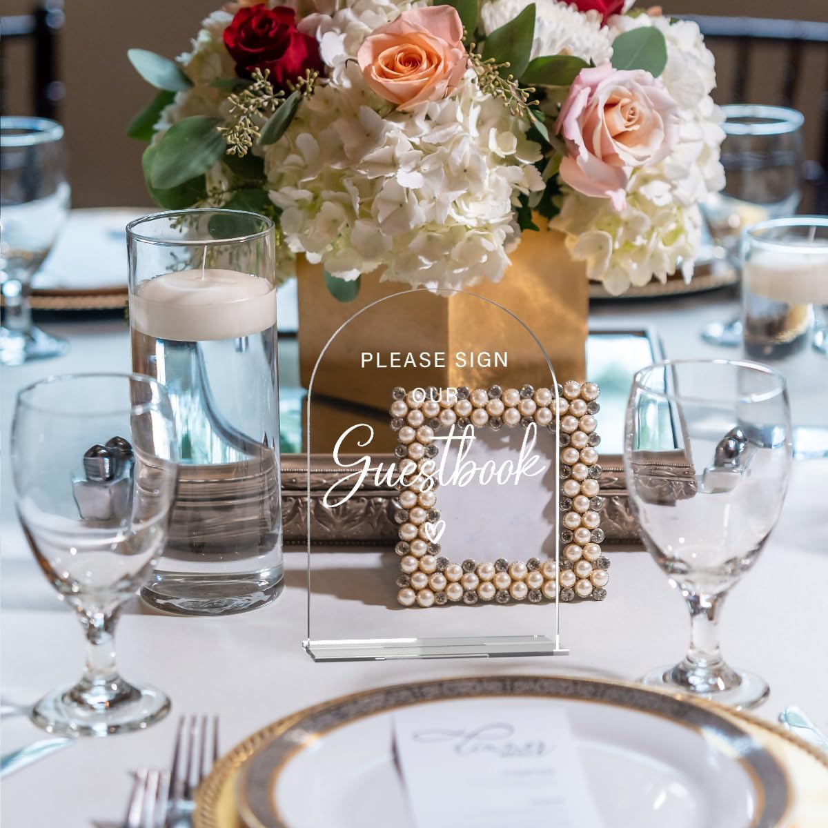 Acrylic Wedding Sign Please Sign Our Guestbook Wedding Signs for Ceremony Modern Calligraphy Arch Acrylic Table Top Sign for Wedding Reception and Event Party Table