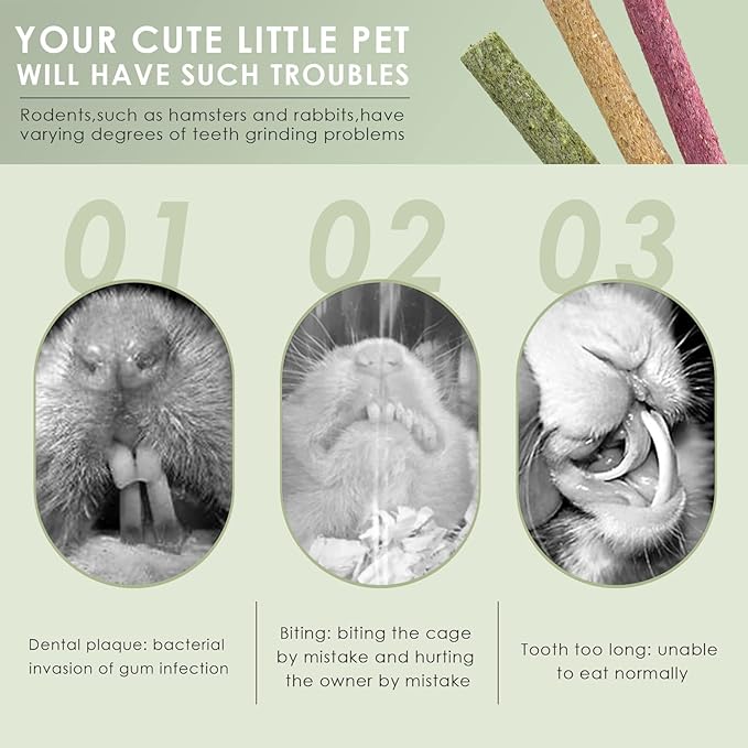 ERKOON Timothy Hay Sticks,Rabbit Chew Toys for Teeth Natural Molar Sticks Rabbits Treats for Bunnies, Chinchilla Guinea Pigs, Gerbil, Hamster (25 Pcs)-PawvioPets