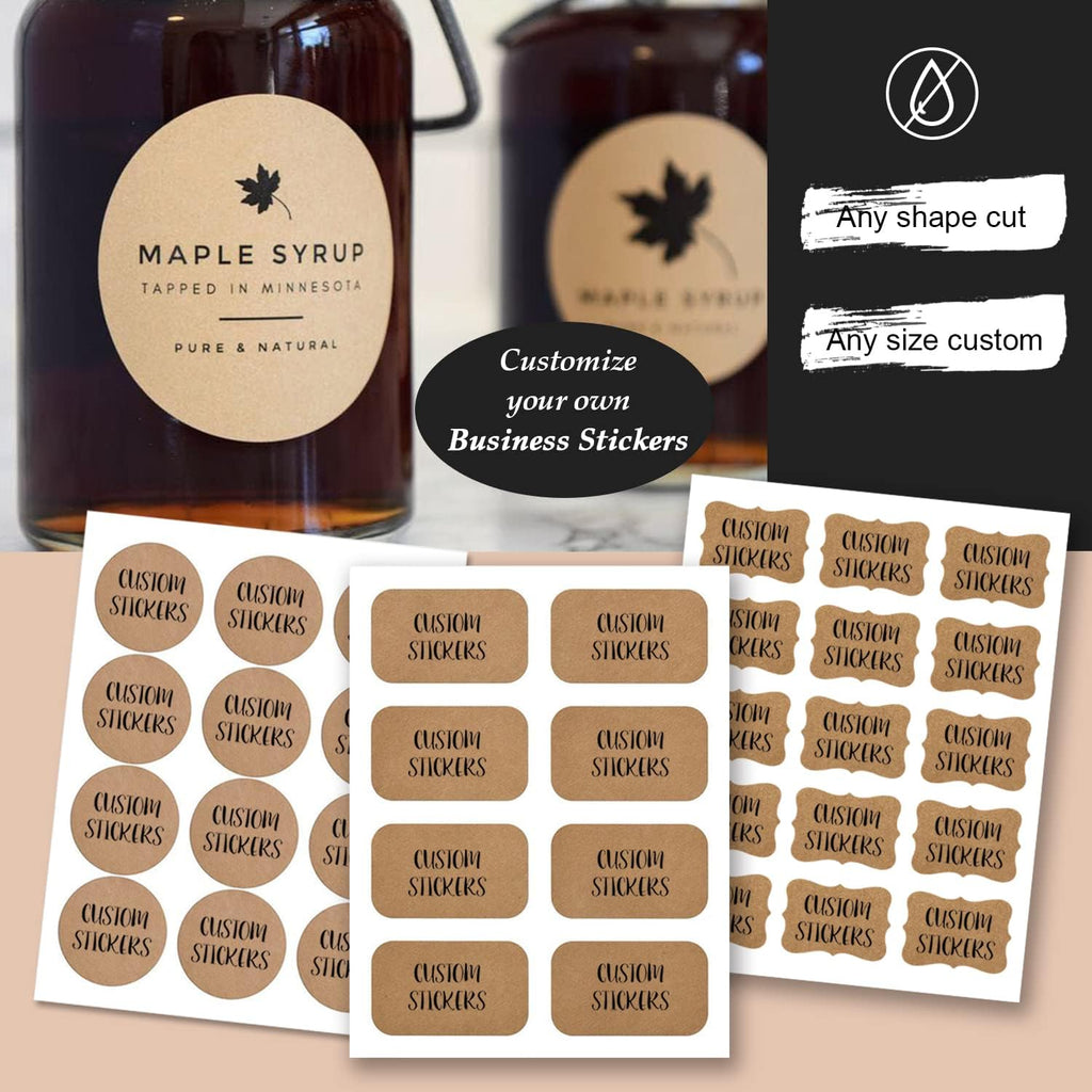 Custom Stickers for Business Logo,Personalised Logo Stickers for Small Business,Any Shape and Size Waterproof Label.Perfect for Branding, Packaging Stickers, Glossy Stickers. (Kraft Paper)