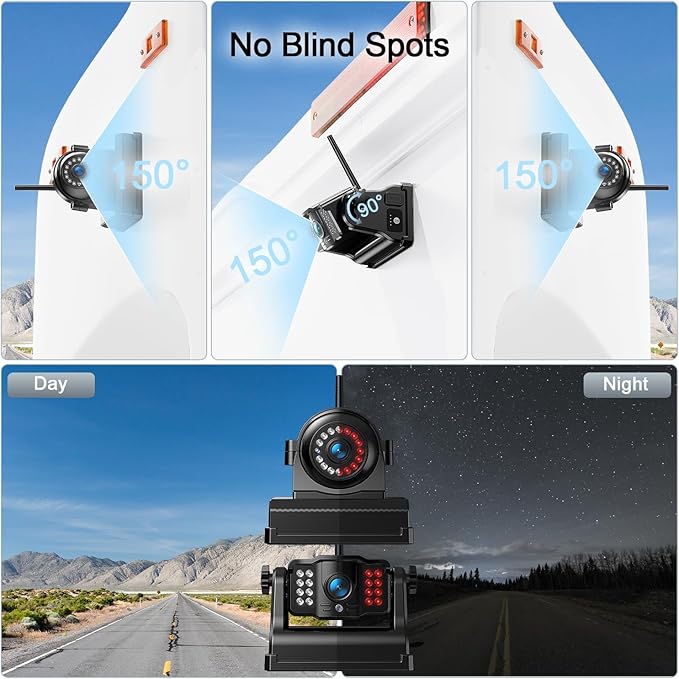 Fookoo HD 1080P 9" Magnetic Wireless Backup Camera,9" IPS Monitor, Rechargeable 2 Side View 2 Rear View Cameras, 1-Min Easy Install, Long Battery Life No Drilling IR Light for RV Truck Trailer DCX904-PawvioPets