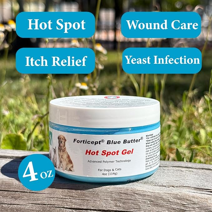 Forticept Blue Butter – Hot Spot Treatment for Dogs | Dog Wound Care | Skin Yeast Infections, Ringworm, Cuts, Rashes, First Aid Veterinary Strength Topical Ointment 4oz-PawvioPets