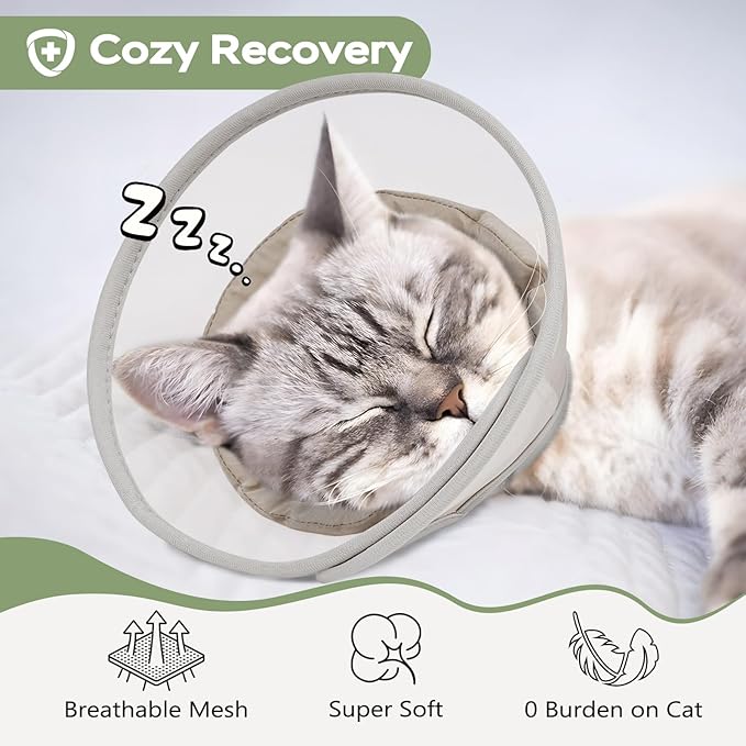 Cat Cone Collar Soft: Comfortable Waterproof Mesh Recovery Cone After Surgery to Stop Licking and Scratch, Alternative to Plastic Elizabeth Head/Neck Cone-PawvioPets