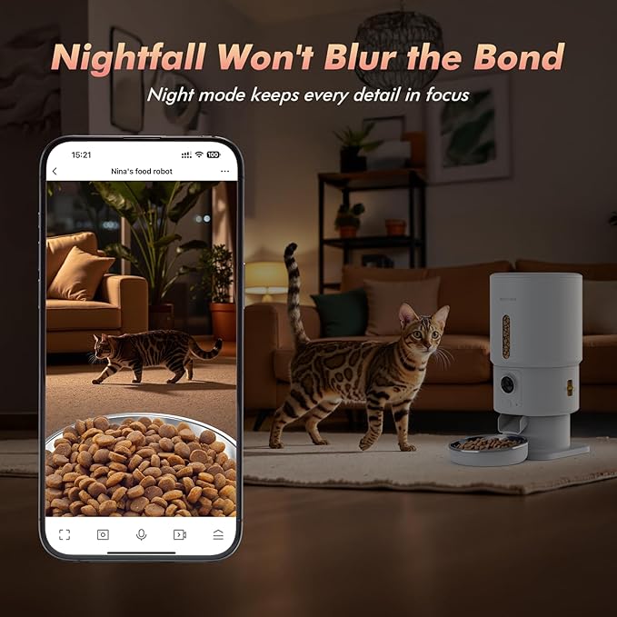 Automatic Cat Feeder with Camera - 5G WiFi Timed Cat Food Dispenser, 1080P HD Video with Night Vision, 1-15 Meals, 1-99 Portions, 2-Way Audio, Keeps Dry Food Fresh, 5L Auto Pet Feeder Also for Dogs-PawvioPets