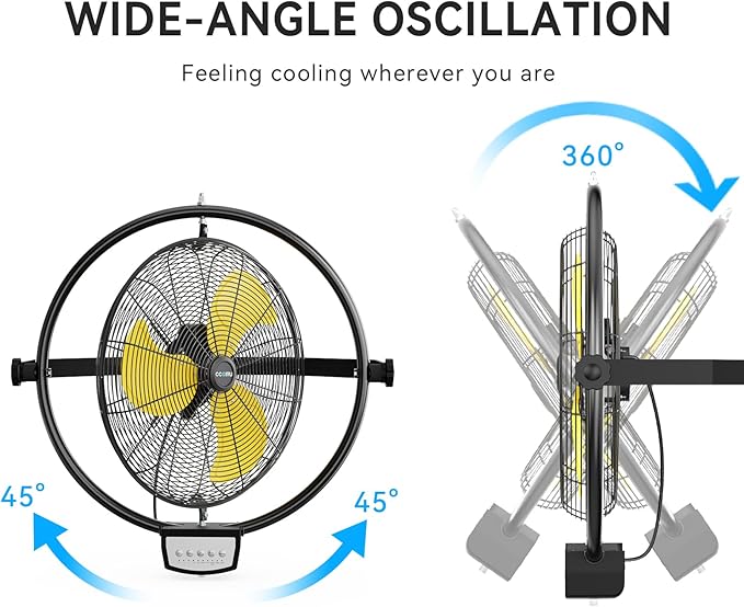 5100 CFM 20" Remote Control Wall Mount Fans, High Velocity 3-Speed Professional Oscillating Wall Fan with Timer, Heavy Duty Industrial Wall Fans for Patio, Commercial, Gazebo, and Garage, UL Listed-PawvioPets