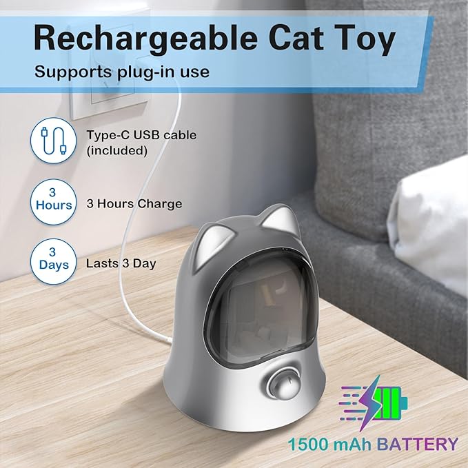 Cat Laser Toys for Indoor Cats, Random Trajectory Laser Cat Toy, Interactive Cat Toys for Bored Indoor Adult Cats/Kittens/Dogs (Silver)-PawvioPets