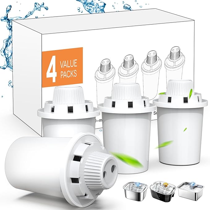 Dog Water Fountain Filters Replacement 4 Packs, 2 Months Set of Replacement Filters for Large Pet Cat Water Fountain Dog Water Bowl Dispenser, Compatible with D2341/D2223/D2322/D2340 Models-PawvioPets