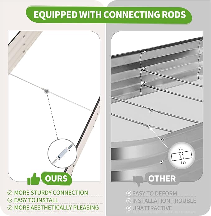 Galvanized Raised Garden Bed - 8x2x1FT Metal Planter Boxes Outdoor | Oval Steel Raised Bed Kit for Gardening with Protective Tape, Bracing Rods, Gloves for Vegetables, Flower, Herb (White)-PawvioPets
