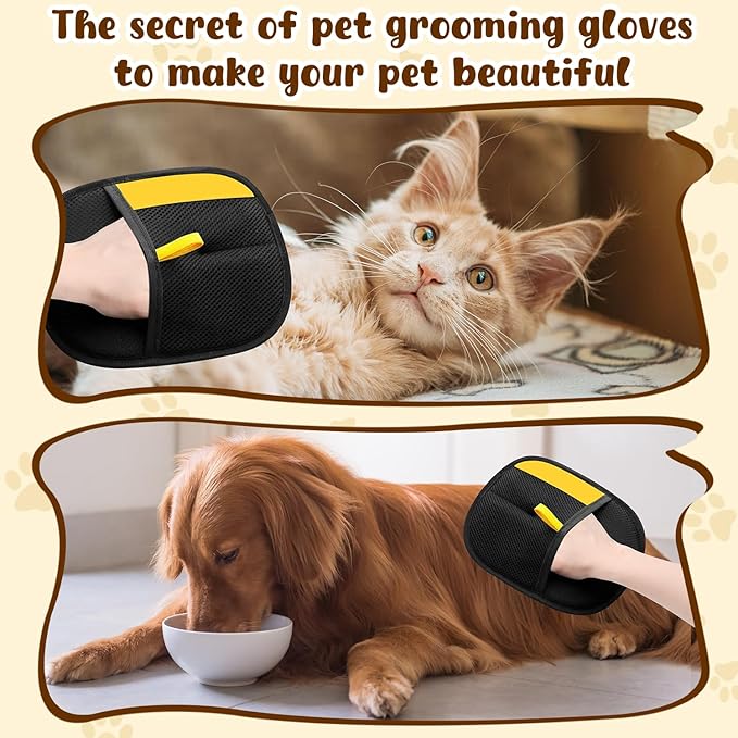 2PCS Pet Hair Removal Glove, 2025 New Upgrade Efficient Grooming Gloves for Pet Hair, Pet Hair Removal Tool for Cats & Dogs, Reusable Cat & Dog Hair Remover for Couch, Furniture, Carpet, Curtain-PawvioPets
