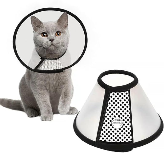 Depets Adjustable Recovery Pet Cone E-Collar for Cats Puppy Rabbit, Plastic Elizabeth Protective Collar Wound Healing Practical Neck Cover, Neck Girth 8.1 in-PawvioPets