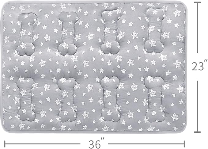 Dog Crate Bed Mat (36" X 23"), Soft Dog Bed Mat with Cute Stars, Personalized Crate Pad, Anti-Slip Bottom, Machine Washable Kennel Pad-PawvioPets