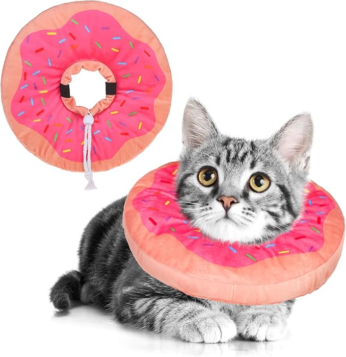 BEAUTYZOO Cat Cone Collars Soft, Cat Recovery E Collars After Surgery to Stop Licking, Adjustable Elizabeth Circle Collar Cute Pet Donut Pillow for Cats Kitten Small Dogs, Pink S-PawvioPets