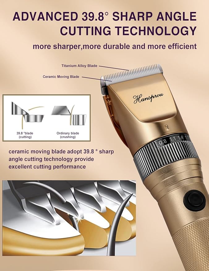 Dog Grooming Clippers, Professional Dog Clipper for Thick Coat 12V Plug-in Pet Trimmer High Power Pet Clippers Low Noise with Guard Combs Brush for Dogs Cats and Other Animal-PawvioPets