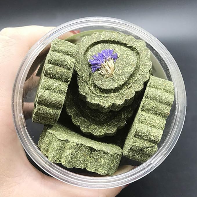 Bunny Chew Toys for Teeth, Natural Pet Chew Toy Hand Made Timothy Hay Cakes for Chinchilla Guinea Pig Hamsters Holland Lop Prairie Dogs Squirrels Gerbils Rabbit Chewing & Molar Teeth, 9.5oz-PawvioPets