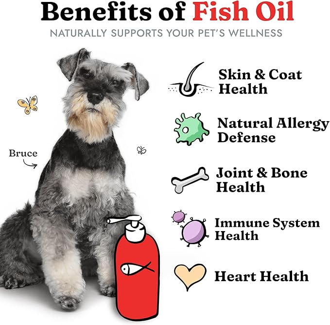Fish Oil for Dogs - Healthy Skin & Coat, Salmon, Pollock, All Natural Supplement for Pets, Itching Scratching Allergy & Inflammation Defense, Omega 3 EPA DHA, Brain & Heart Health, 64 oz-PawvioPets