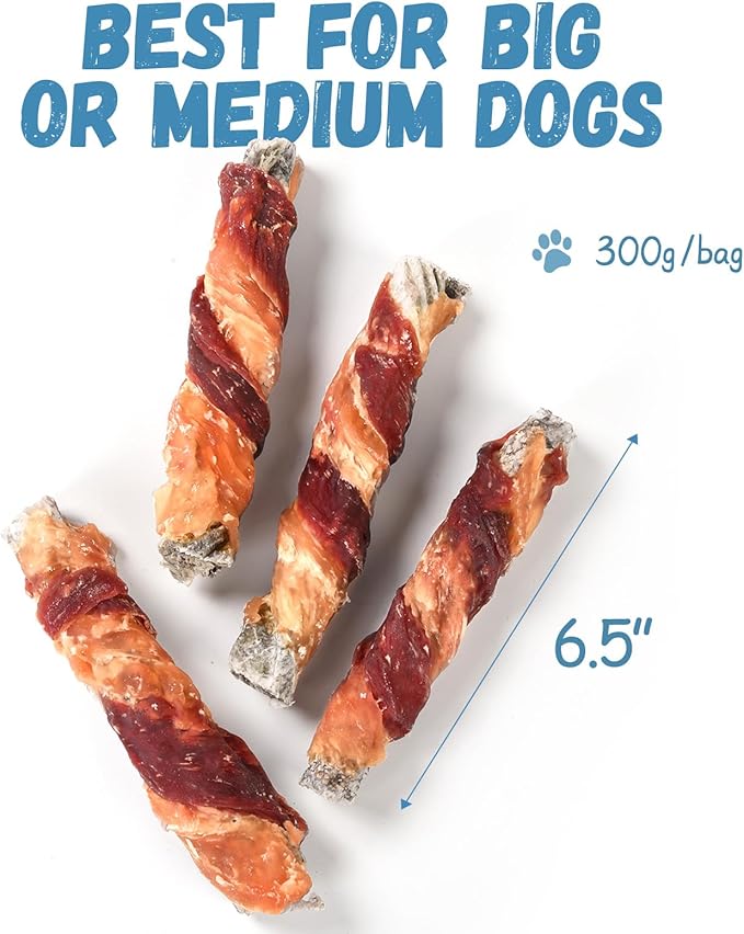 Dog Treats Chicken Duck Wrapped Cod Skin Sticks, Rawhide-Free, Grain-Free Dog Chewy Treats for Healthy Teeth and Coat,Training Treats for Small Medium Large Dogs, 9-10 Counts-PawvioPets