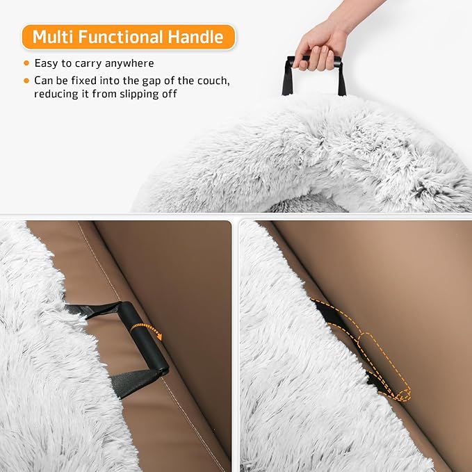 Calming Dog Bed Fluffy Plush Dog Mat for Furniture Protector with Removable Washable Cover for Large Medium Small Dogs and Cats (Large, Light Grey)-PawvioPets