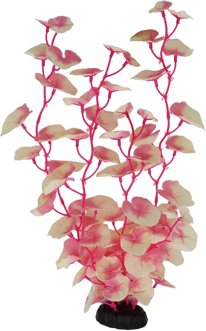 16 Inch Aquarium Fish Tank Plant Betta Fish Tank Decor,2 Pack Silk Aquarium Plants for Aquarium Decoration (White-Pink)-PawvioPets