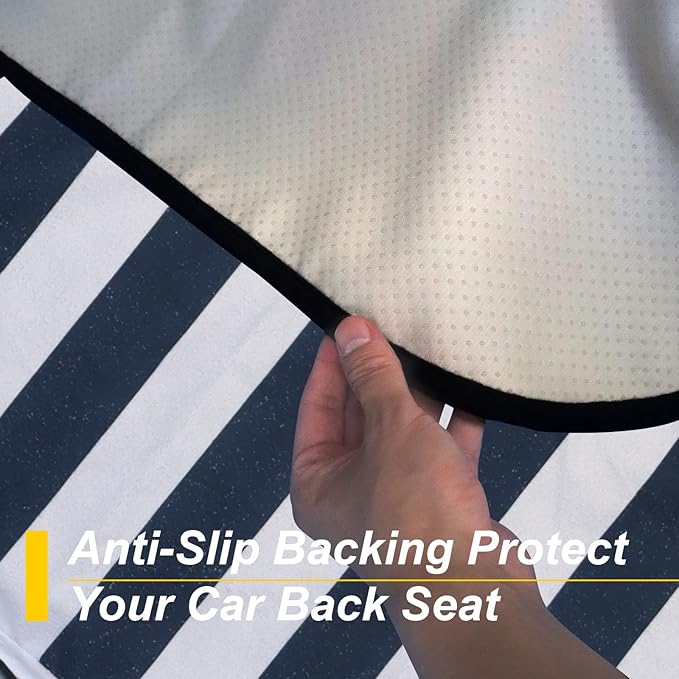 Back Seat Cover for Car Trucks Van SUV,Waterproof Rear Bench Towel Seat Covers for Dogs and Kids,Automotive Backseat Protector (Blue Stripe)-PawvioPets