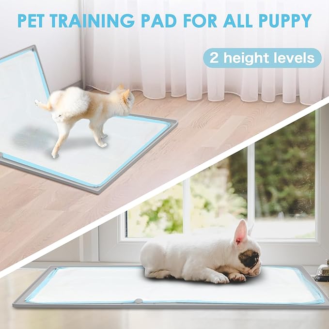 Dog Pee Pad Holder Tray, Non-Slip Puppy Pee Pad Holder, Fits Up to 35" X 24" Training Pads, High Edge Easy to Change Pee Pad Tray,Mat Fit Disposable and Washable Pee Pads-PawvioPets