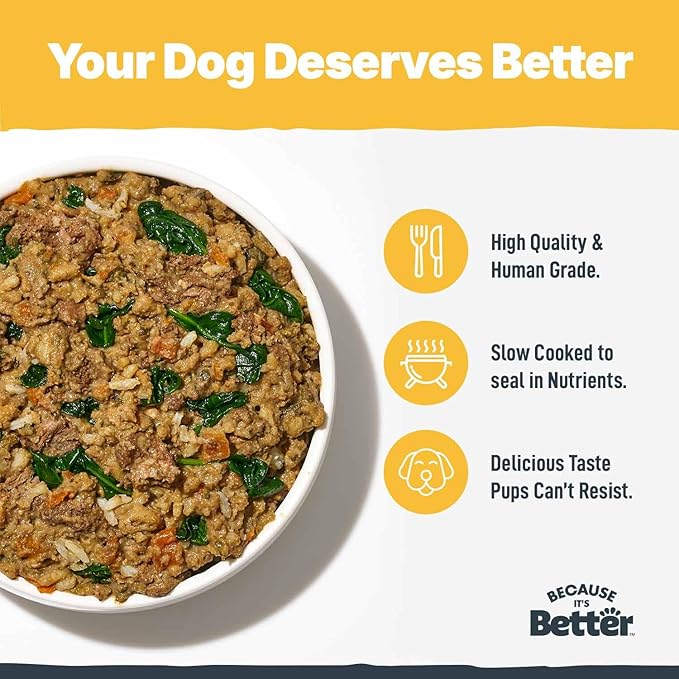 Because it's Better Entrée Complete Meal, Lamb Stew with Rice, Human Grade Wet Dog Food, 10 oz Pouches, 6 Count-PawvioPets