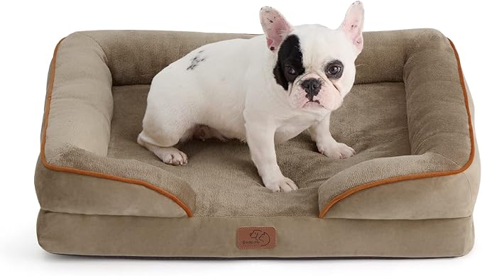 Bedsure Orthopedic Dog Bed Medium Size Dogs - Washable Medium Dog Cat Bed Waterproof, Comfort Pet Couch Sofa with Washable Removable Cover, Pets Bed with Nonskid Bottom, Hazel, 28"-PawvioPets