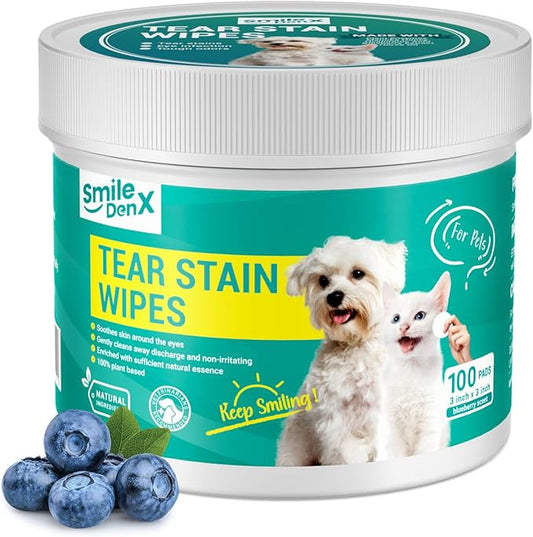 Dog Eye Wipes, Gentle Eye Wipes for Dogs & Cats, Pet Eye Cleaner Wash Removes Discharge, Crust, Debris, and Gunk (100, Blueberry)-PawvioPets