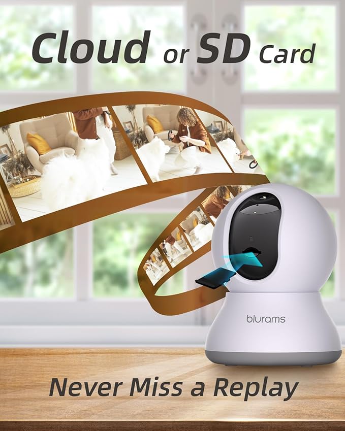 blurams Cameras for Home Security, 2K Pet Camera with Phone App, 5GHz/2.4GHz Dual-Band, 360° PTZ Indoor Cameras, 2-Way Talk, Motion Tracking, Color/IR Night Vision, Cloud&SD, Works with Alexa (4Pack)-PawvioPets