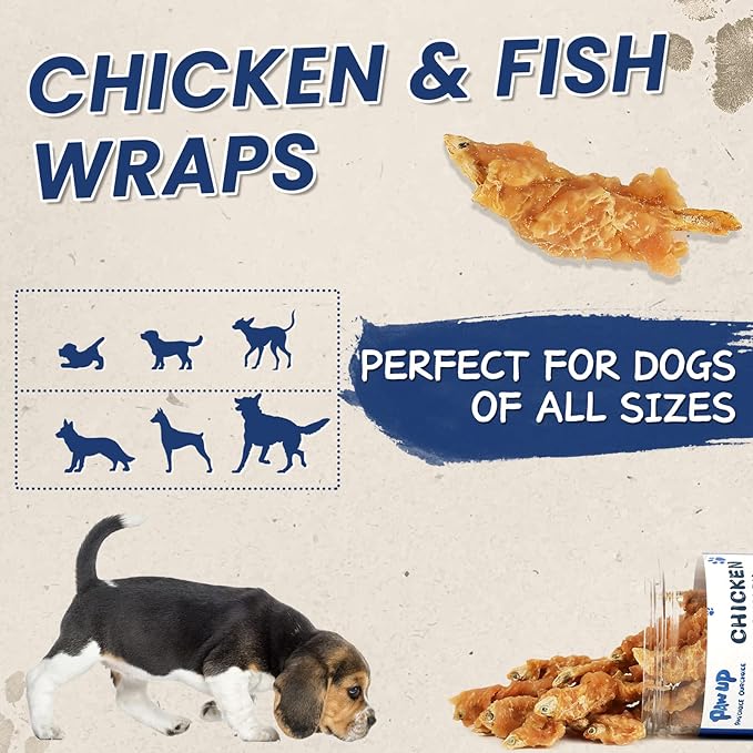 Dog Treats Chicken & Fish, High in Protein and Omega-3, for Large Small Dogs, 10.5 oz-PawvioPets