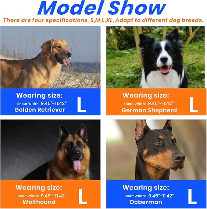 Dog Muzzle, Basket Muzzle for Small Medium Large Dogs, Anti-Biting and Chewing, Lightweight & Sturdy Cage Design, Allows Panting & Drinking, Ideal for Grooming & Training(Blue Size L)-PawvioPets