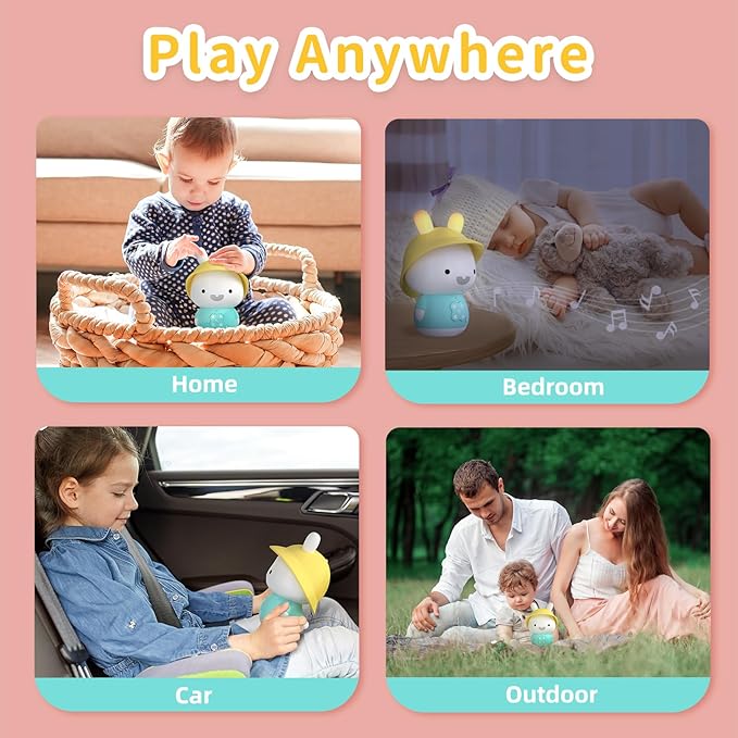 alilo Bunny Kids Music Player, Storytelling Toys for Toddler 1-3-5,Infant Baby Boy Girl Gifts Pre-Loaded 30 Stories/48 Nursery Rhymes/12 Soothing Music,with Nightlight,Bluetooth,Record Function-PawvioPets