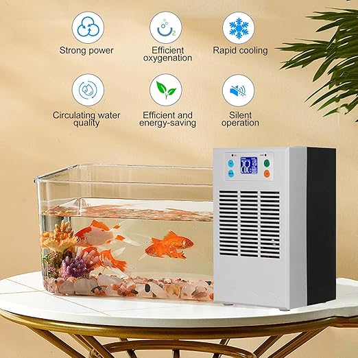 Electric Water Heater Chiller, AC 100‑240V 20L Aquarium Chiller ABS Housing Digital Display Intelligent Temperature Control 70W with Pump for Fish (US Plug Pump US Plug 110V)-PawvioPets