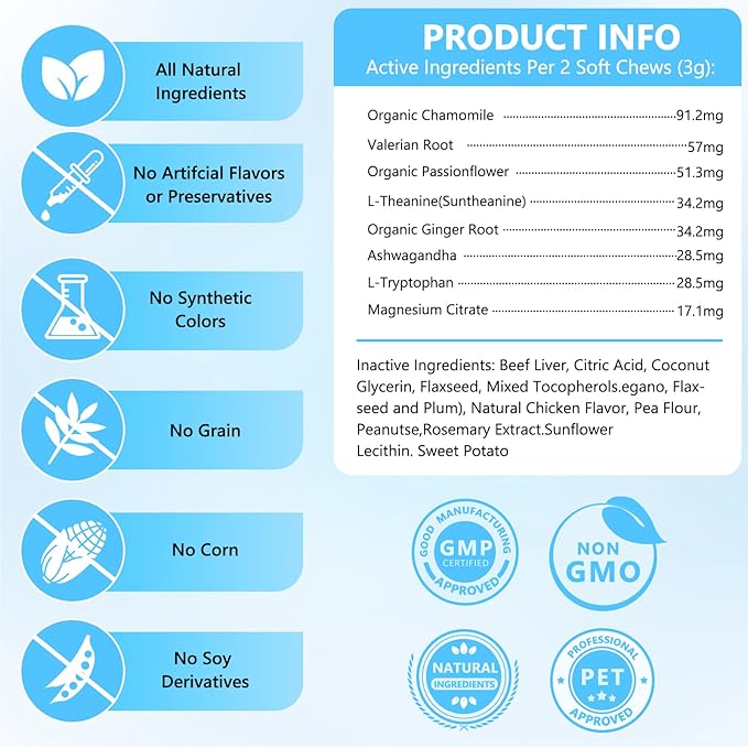 Calming Chews for Cats, Cat Calming Treats - Cat Anxiety Relief, Helps Reduce Stress & Promotes Relaxation for Travel, Boarding, Vet Visits, Separation Anxiety - Chicken (230 Soft Chews)-PawvioPets