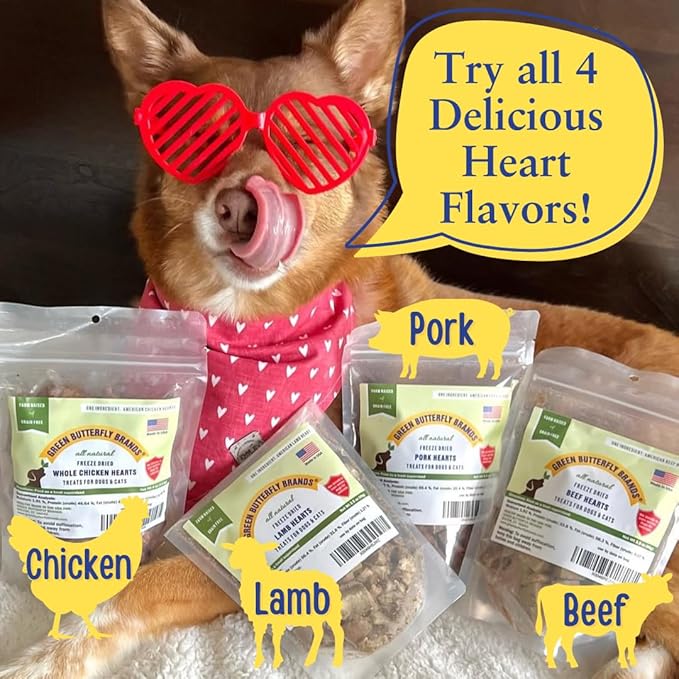 Freeze Dried Chicken Heart Dog Treats Made In USA. All Natural Freeze-Dried Raw Snacks for Dogs and Cats. One Ingredient. High Protein. Heart Health. Irresistible Training Treat-PawvioPets
