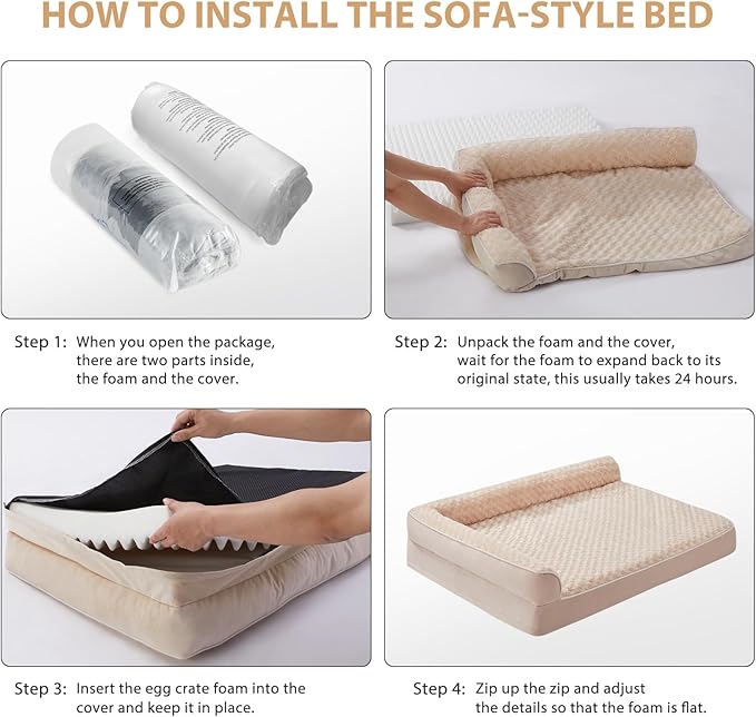 BFPETHOME Orthopedic Dog Beds for Large Dogs-Waterproof Sofa Dog Bed with Removable Washable Cover, Large Pet Bed with Waterproof Lining and Nonskid Bottom,Pet Bed for Dogs-PawvioPets