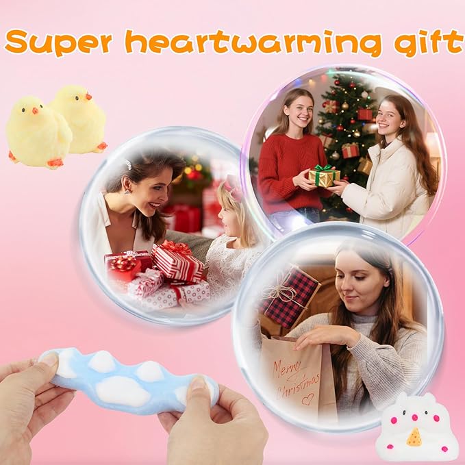 6 Pcs Taba Squishy , Kit Squeeze Toy ,Include Squishies( 2 Cat Paws & 2 Chick,2 Hamster), Soft Stress Relief Squeeze Toy,tress Relief Sensory Toy-PawvioPets